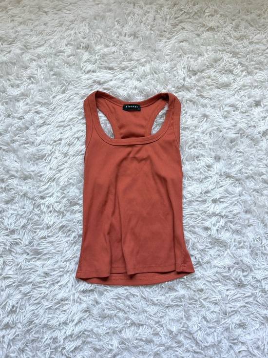 Tops - Rust Ribbed Racerback Tank Top